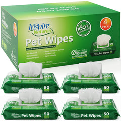 Inspire Naturals Pet Wipes for dog paws offer quick cleaning and odor control.