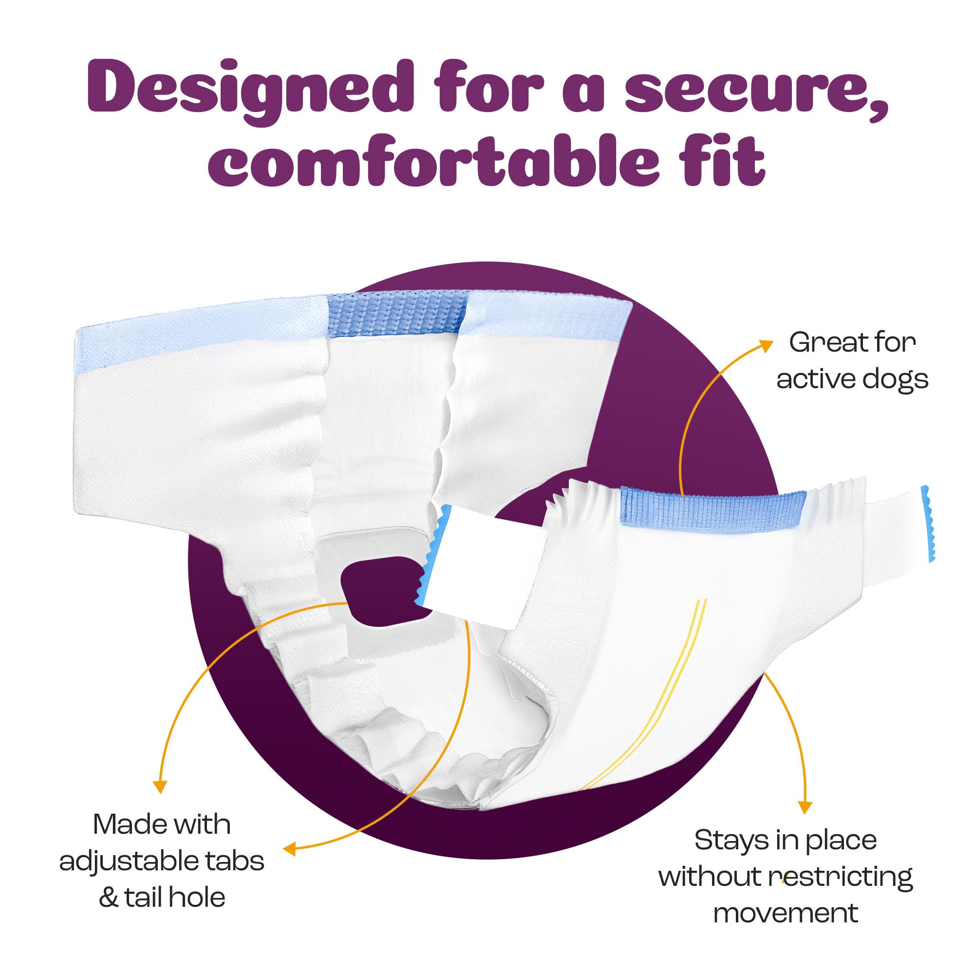 Inspire Pet Care dog diapers tail hole cutout enabling natural movement
