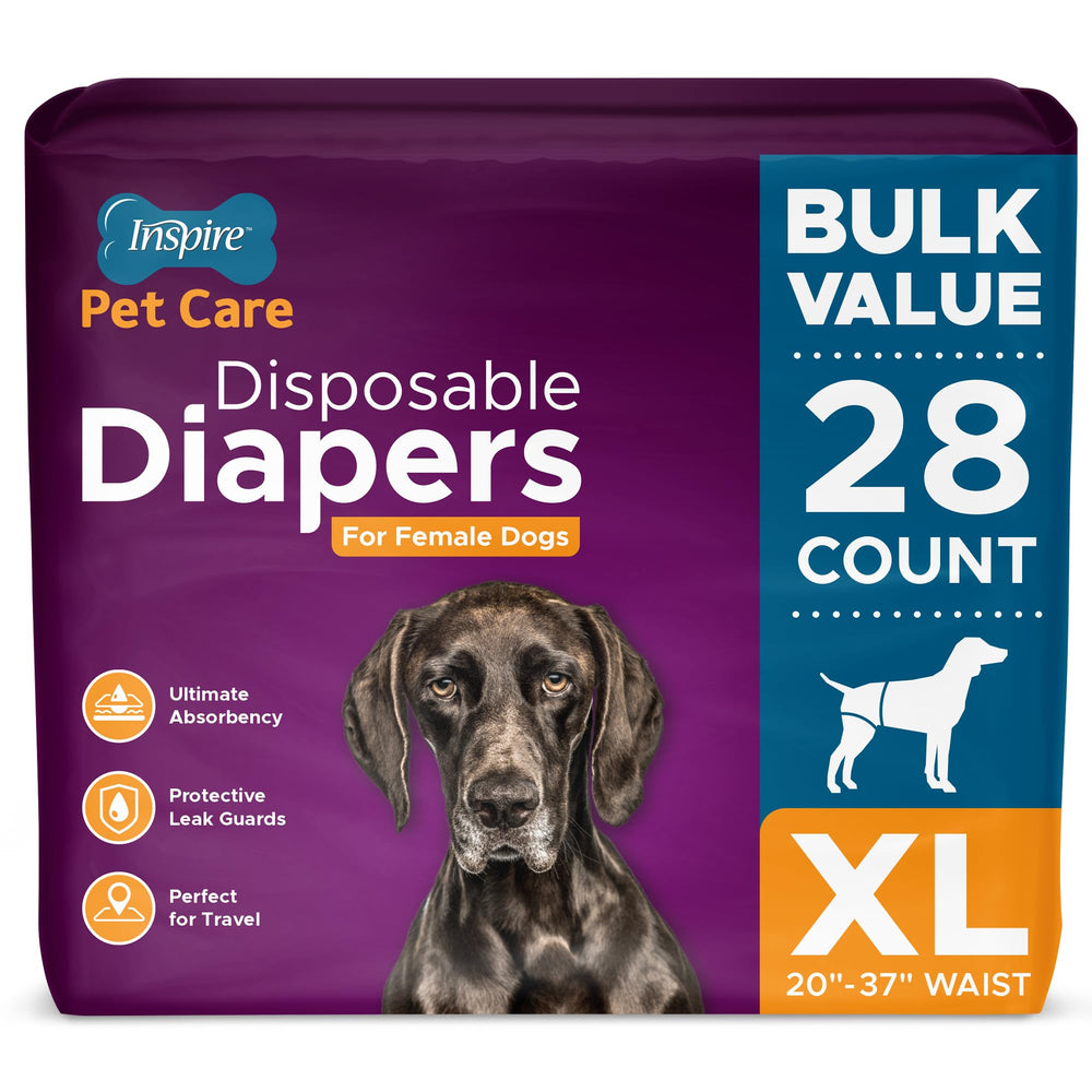 Inspire Pet Care XL 28-count packaging highlighting bulk value for households
