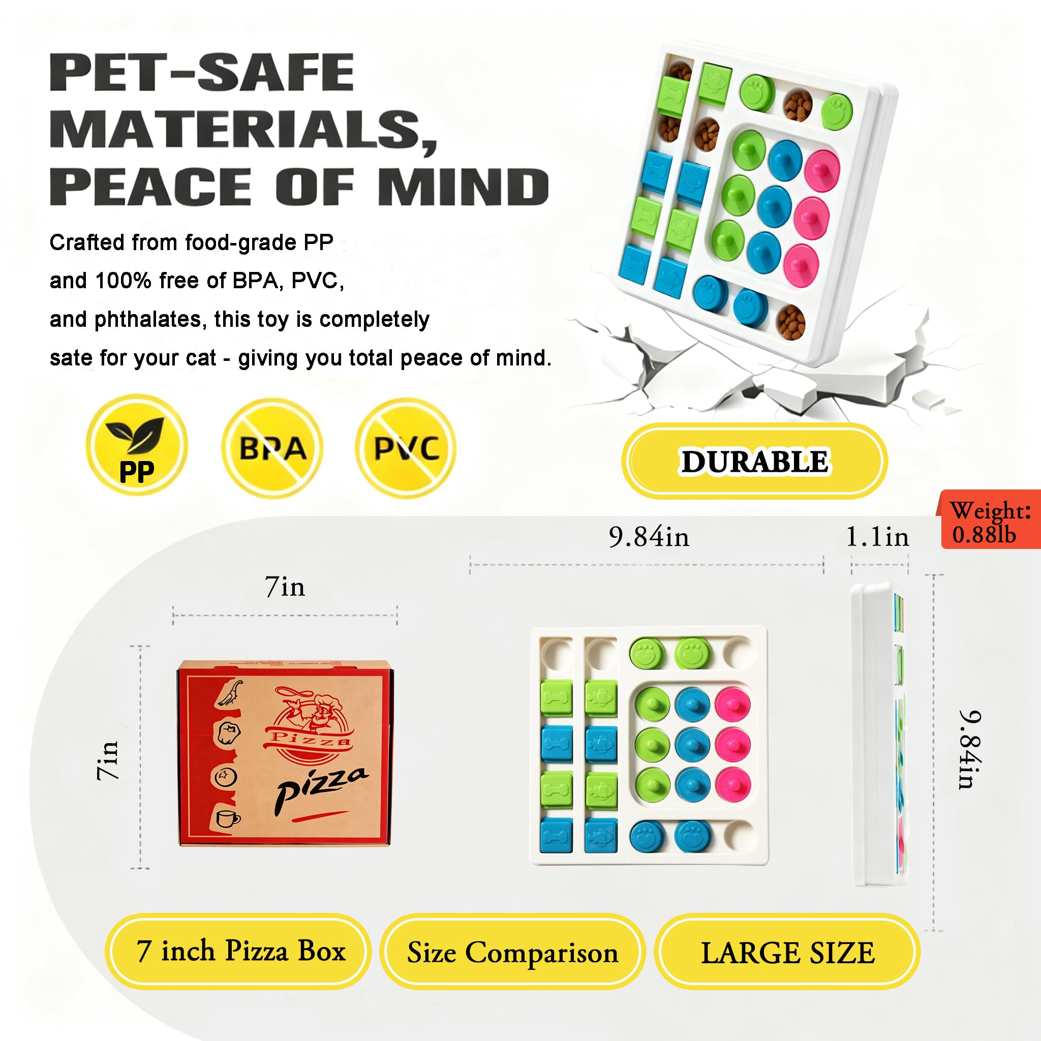 InsRakio cat puzzle feeder with multiple holes for varied challenges
