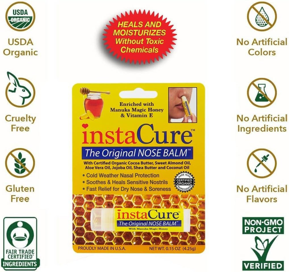 INSTACURE nose balm uses certified organic oils for nourishment