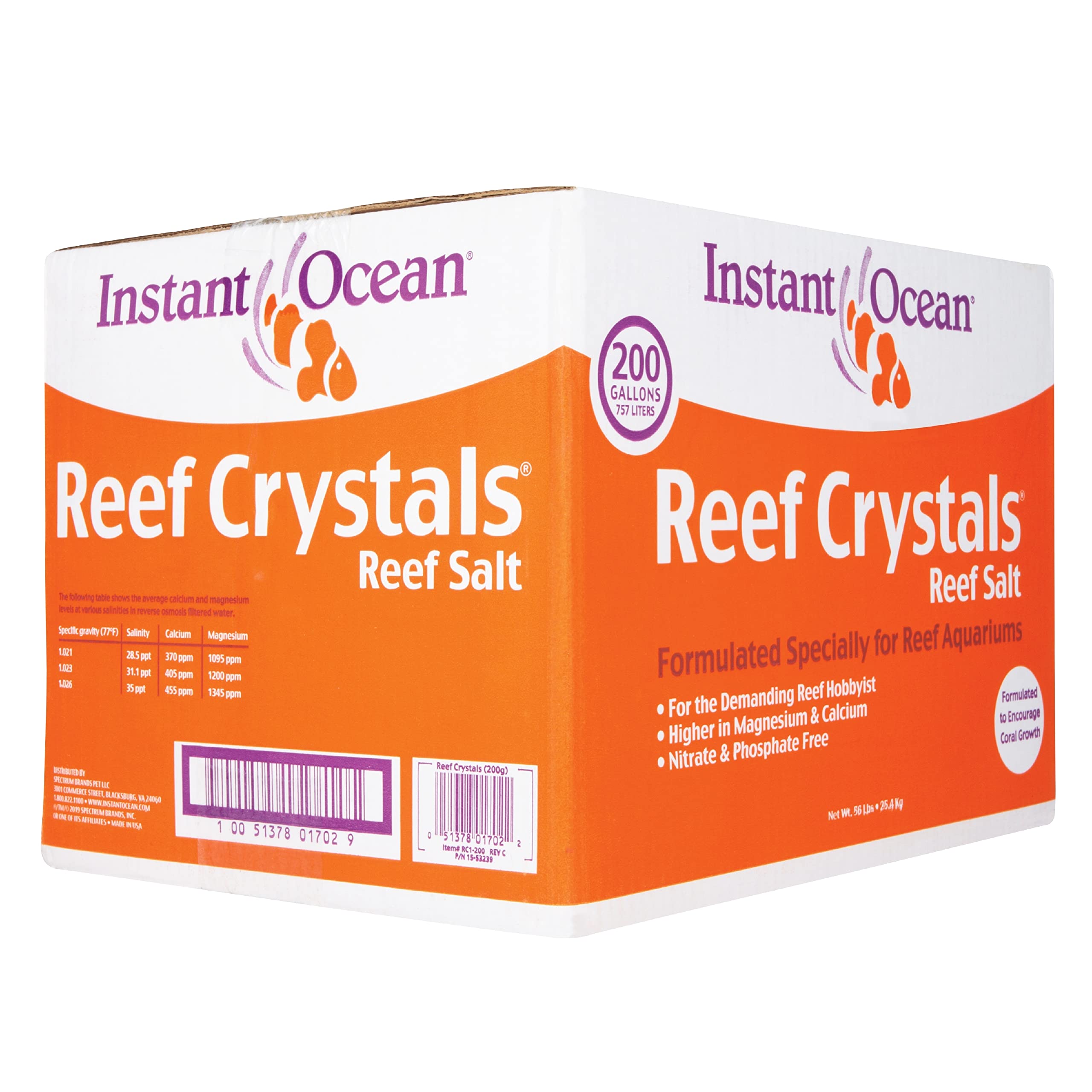 Instant Ocean Reef Crystals container beside corals to boost growth and vitality.