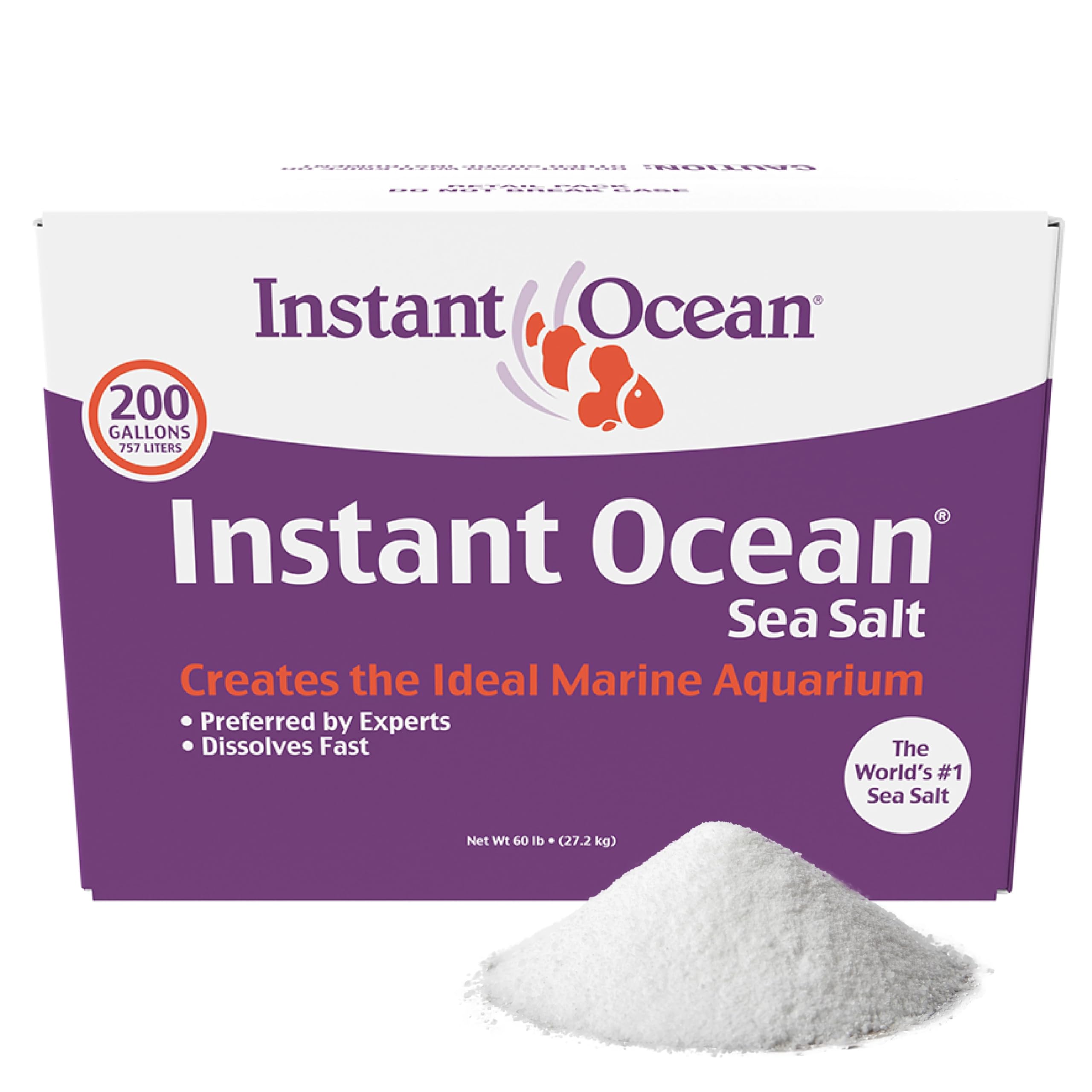 Instant Ocean sea salt packaging stays uniform, preventing separation.