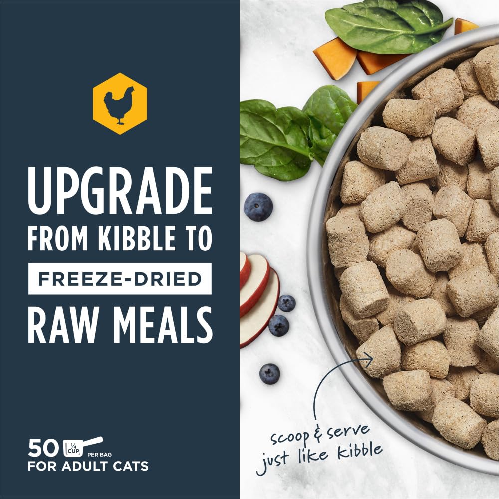 Instinct 93% meat and organs composition supports robust cat nutrition.