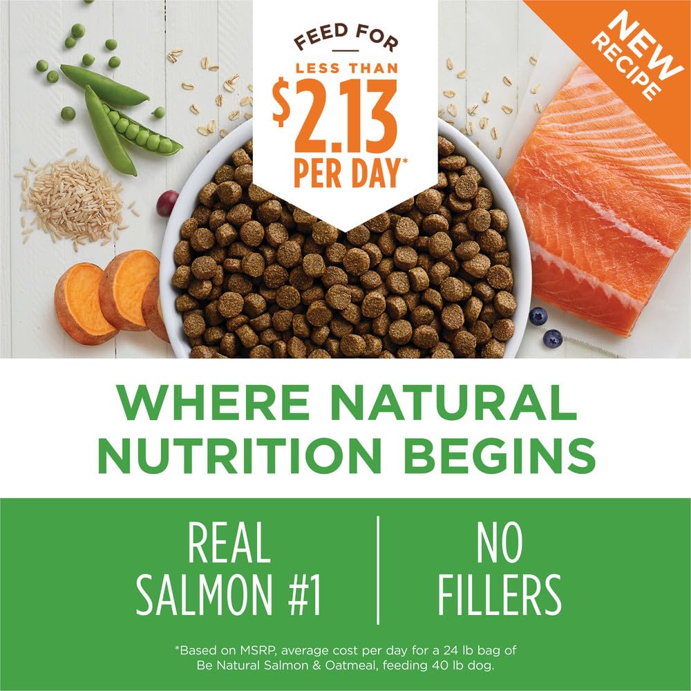 Instinct Be Natural brown-rice-vegetables kibble emphasizes whole grains and produce for balanced nourishment.