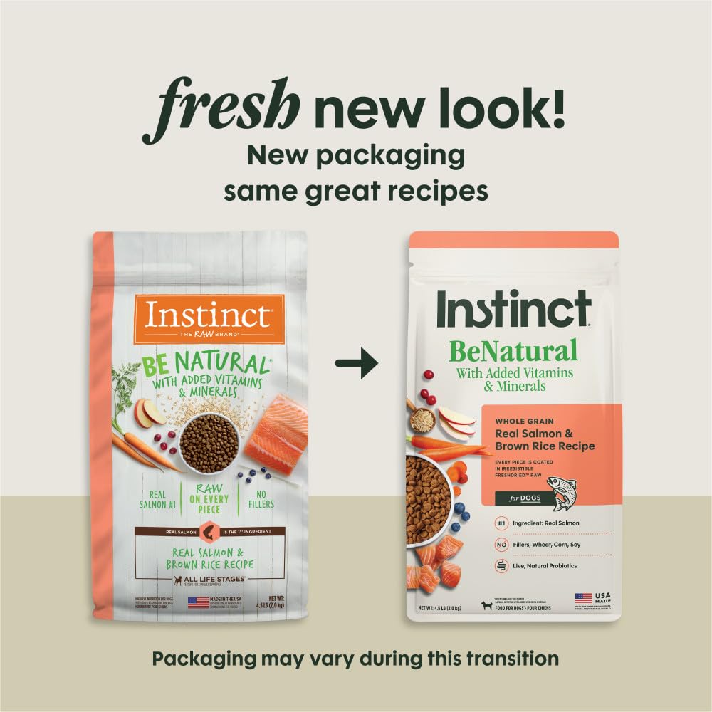 Instinct Be Natural kibble closeup reveals texture and flavor-boosting coating