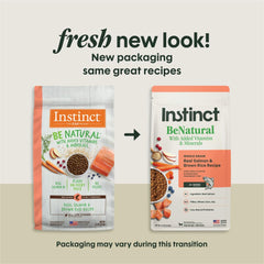 Instinct Be Natural kibble closeup reveals texture and flavor-boosting coating