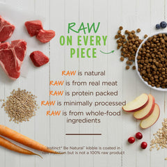 Instinct Be Natural kibble with grains and vegetables for balanced nourishment.