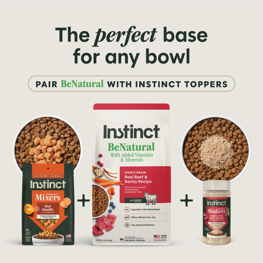 Instinct BeNatural kibble served in a bowl during mealtime