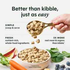 Instinct Freeze-Dried Meals lamb chunks close-up highlighting real meat.
