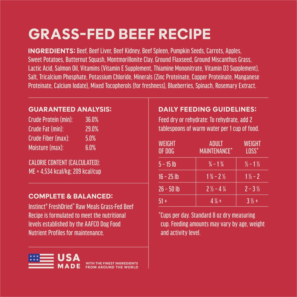 Instinct FreshDried Meals organ meat components visible, offering nutrient variety