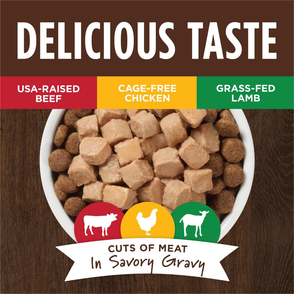 Instinct Healthy Cravings chicken gravy pouch highlights cage-free chicken for moisture.