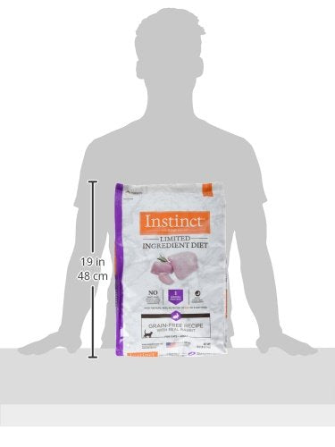 Instinct Limited Ingredient Diet grain-free formula; dry kibble supports healthy coat.