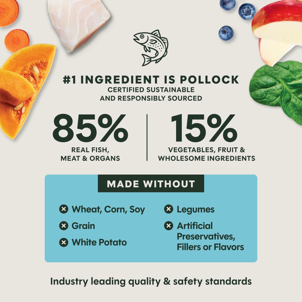 Instinct made-in-USA stamp on pollock bag signals careful sourcing and quality.