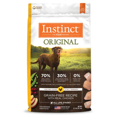 Instinct Original dry dog food with chicken in a bag, high-protein, grain-free nutrition.