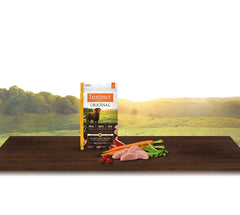Instinct Original grain-free dry dog food highlights chicken protein without grains