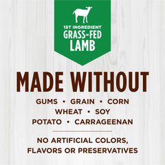 Grain-free badge and simple ingredients shown on Instinct Lamb can.