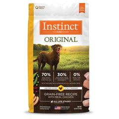 Instinct Original raw-coated kibble with chicken enhances flavor and protein in every bite