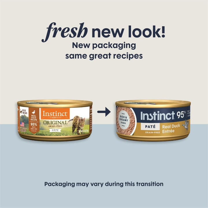 Instinct Pate Entrees duck can close-up—real meat first, no fillers.