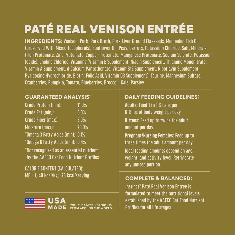 Instinct Pate Entrees easy-open cans for convenient feeding.