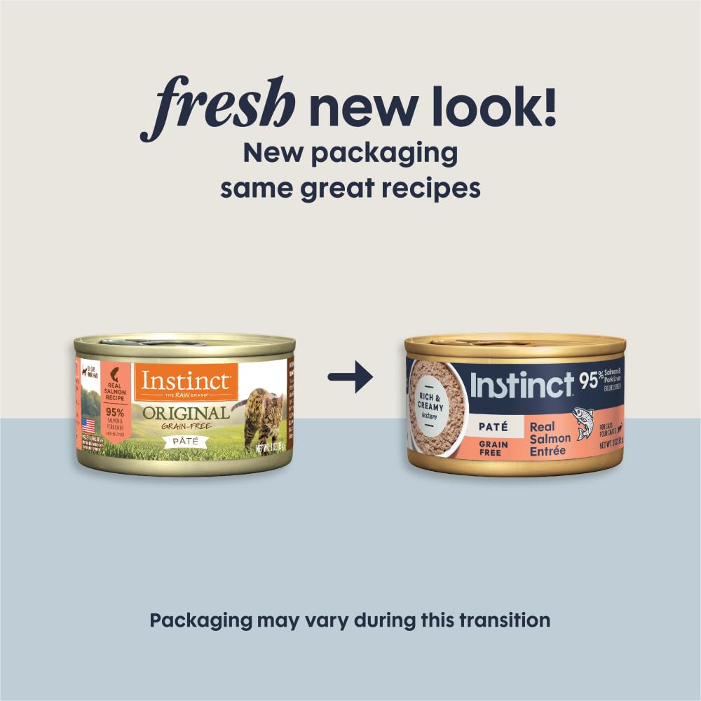 Instinct Pate Entrees grain-free wet cat food closeup emphasizes smooth pate texture.