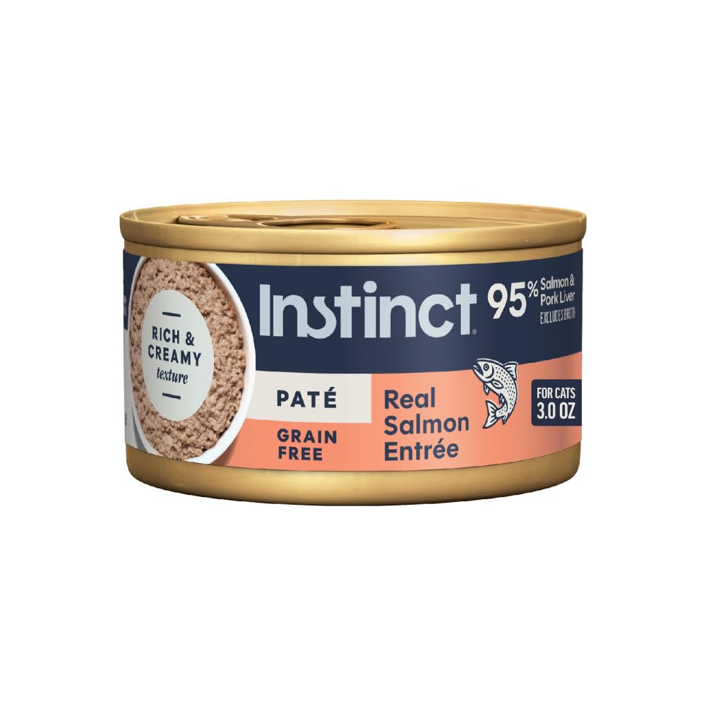 Instinct Pate Entrees real salmon 3oz can: high-protein meal for healthy cats.