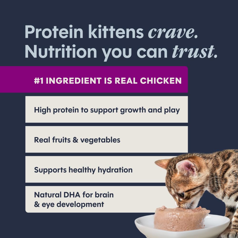 Instinct Pate Kitten Entree chicken-eggs-dha panel highlights natural DHA for development.