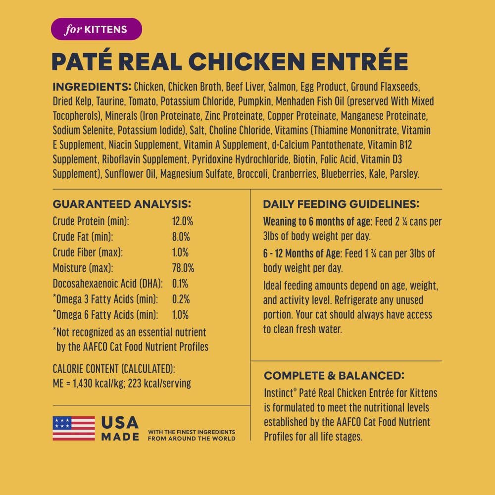Instinct Pate Kitten Entree pairing idea shows serving with kibble.