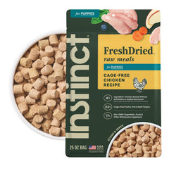 Instinct Puppy Freeze-Dried Meals bag front; grain-free puppy nutrition.