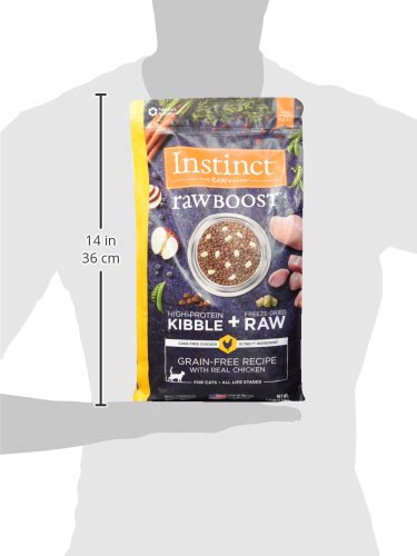 Instinct Raw Boost kibble with soft pieces emphasize varied textures for cats.