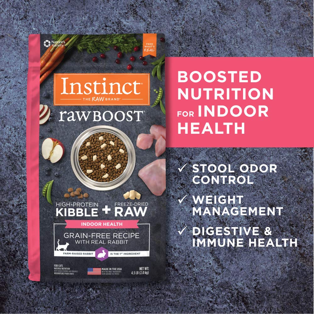 Instinct Raw Boost lean muscle support through high-protein rabbit.