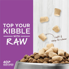Instinct Raw Boost Mixers freeze-dried texture close-up showing crunchy toppers.