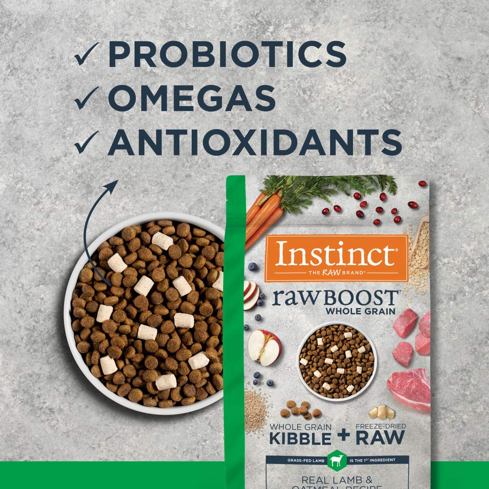 Instinct Raw Boost USA-made packaging highlights quality ingredients in every bag