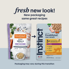 Instinct raw kitten chicken close-up bag showing high-protein, grain-free nutrition.