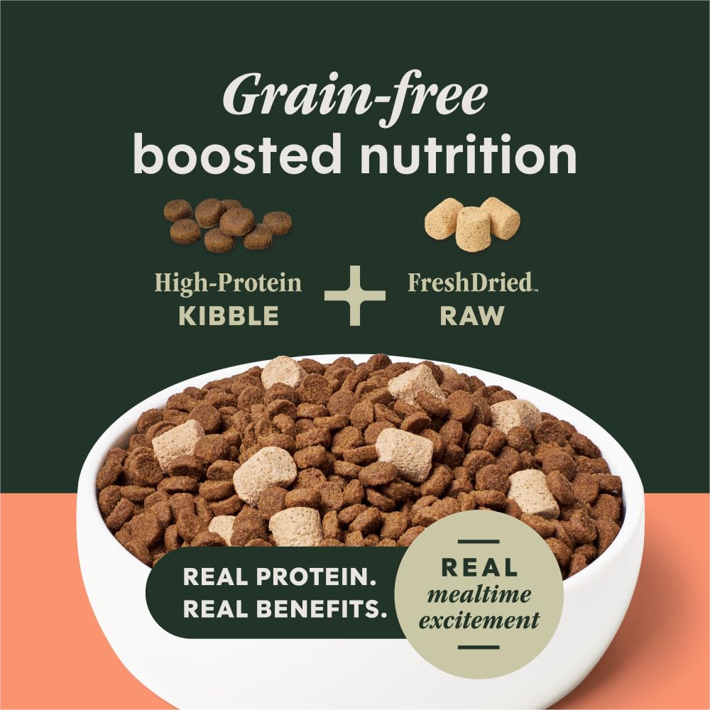 Instinct RawBoost FreshDried Raw pieces add crunchy variety at mealtime