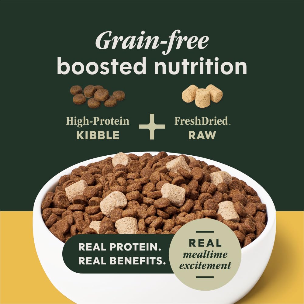 Instinct RawBoost grain-free recipe supports dogs with grain sensitivities.