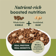 Instinct RawBoost kibble close-up with real lamb pieces