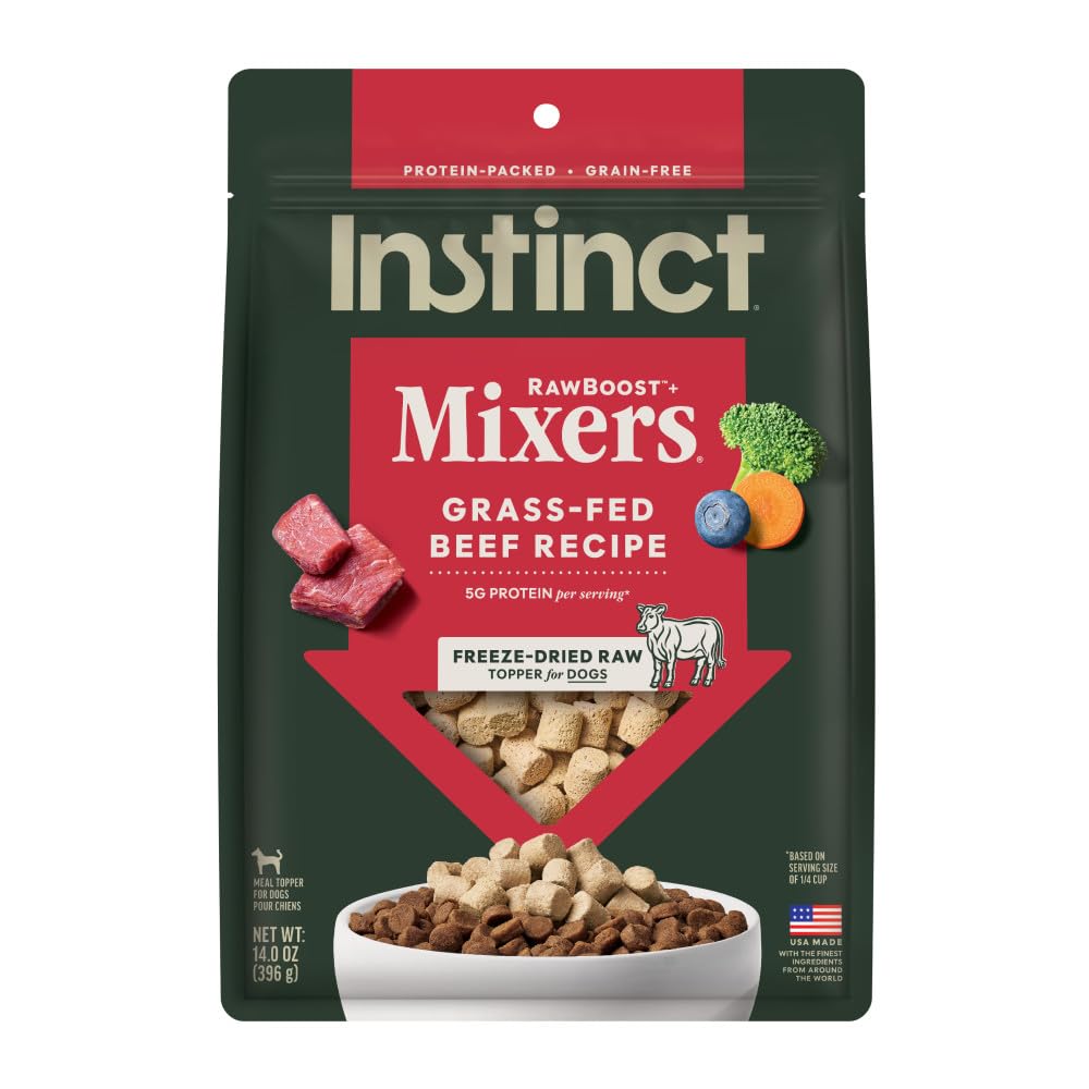 Instinct RawBoost Mixers bag front with grain-free formula and high protein