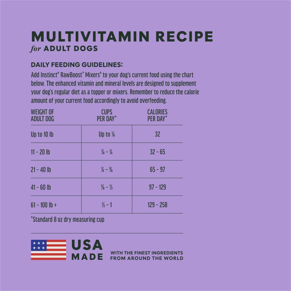 Instinct RawBoost Mixers fiber and antioxidants aiding digestion and metabolism.