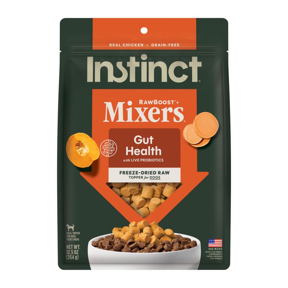 Instinct RawBoost Mixers gut-health bowl serving enhances flavor and texture