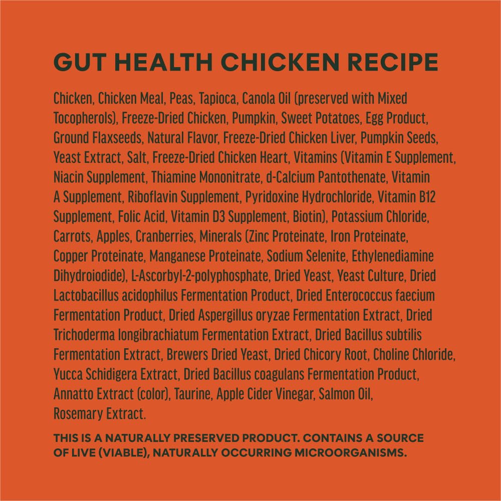 Instinct RawBoost prebiotics and probiotics blend for gut microflora support.