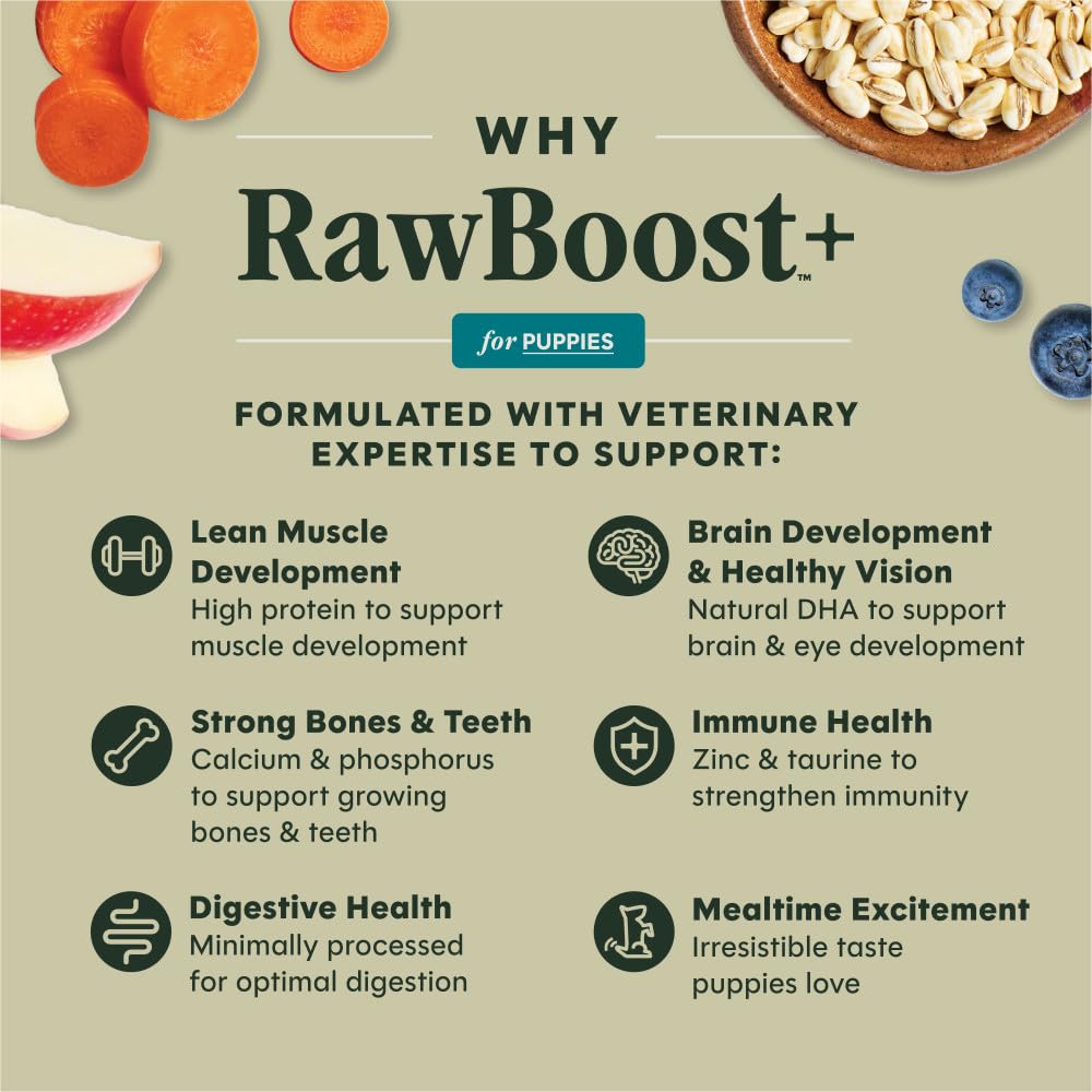 Instinct RawBoost puppy serving bowl image suggests convenient mealtime for active pups.