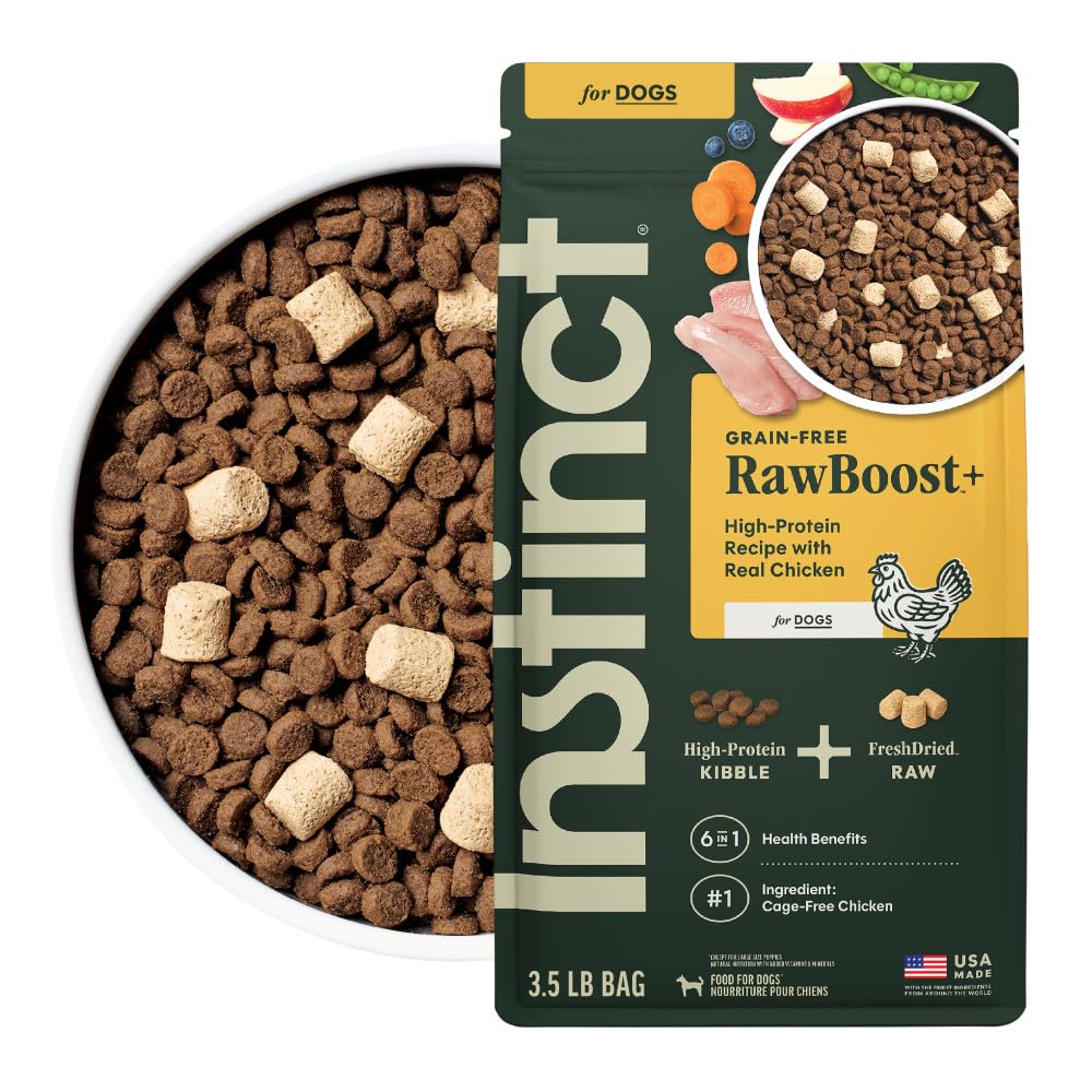 Instinct RawBoost real chicken bites highlight high-protein nutrition
