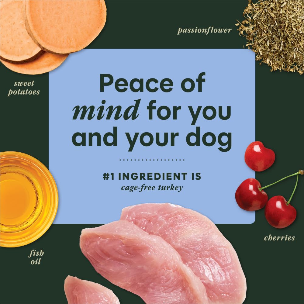 Instinct RawBoost Tranquility bag label close-up featuring turkey and cherries