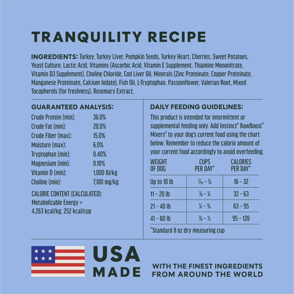 Instinct RawBoost Tranquility dog bowl prepared with grain-free, protein-rich topper