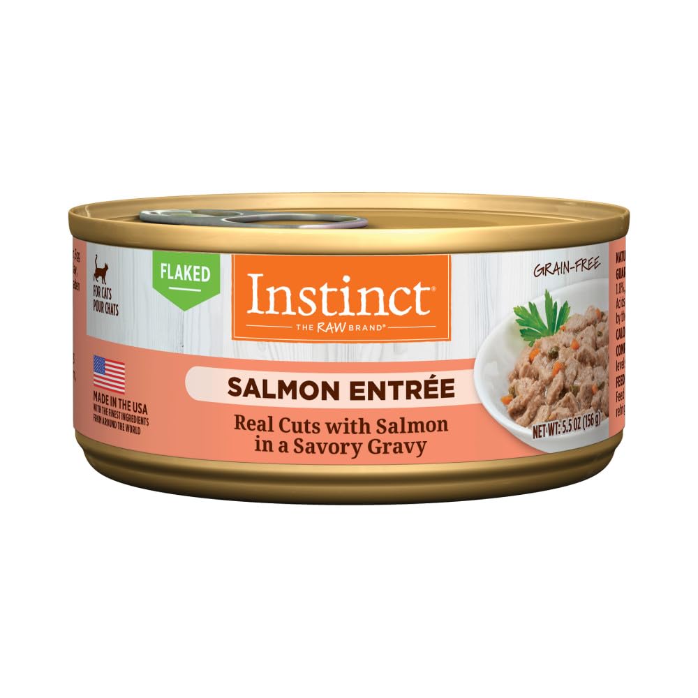 Instinct Salmon Canned Cat Food shows real salmon for a protein-packed meal your cat will enjoy.