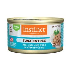 Instinct Flaked Entree Tuna can 3oz pack24 shows real tuna in a meal.