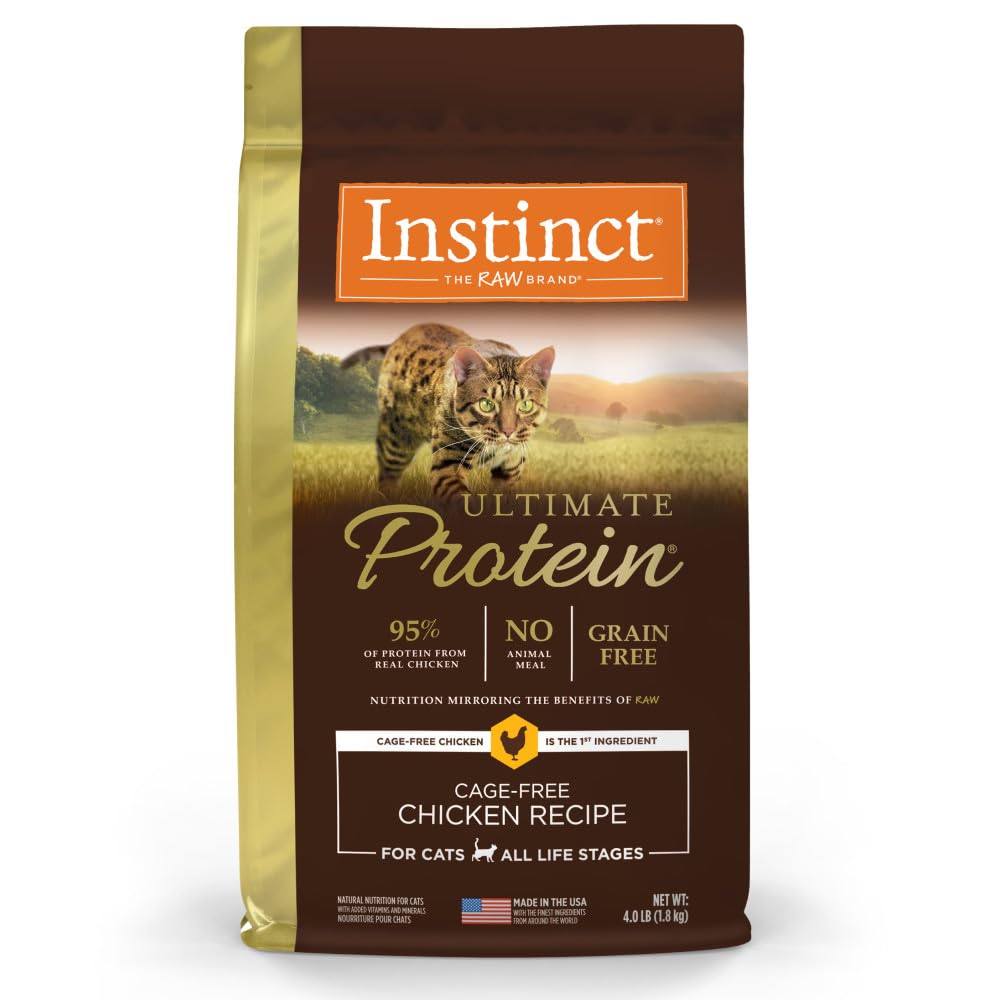 Instinct Ultimate Protein bag front view, grain-free formula for lean muscle.