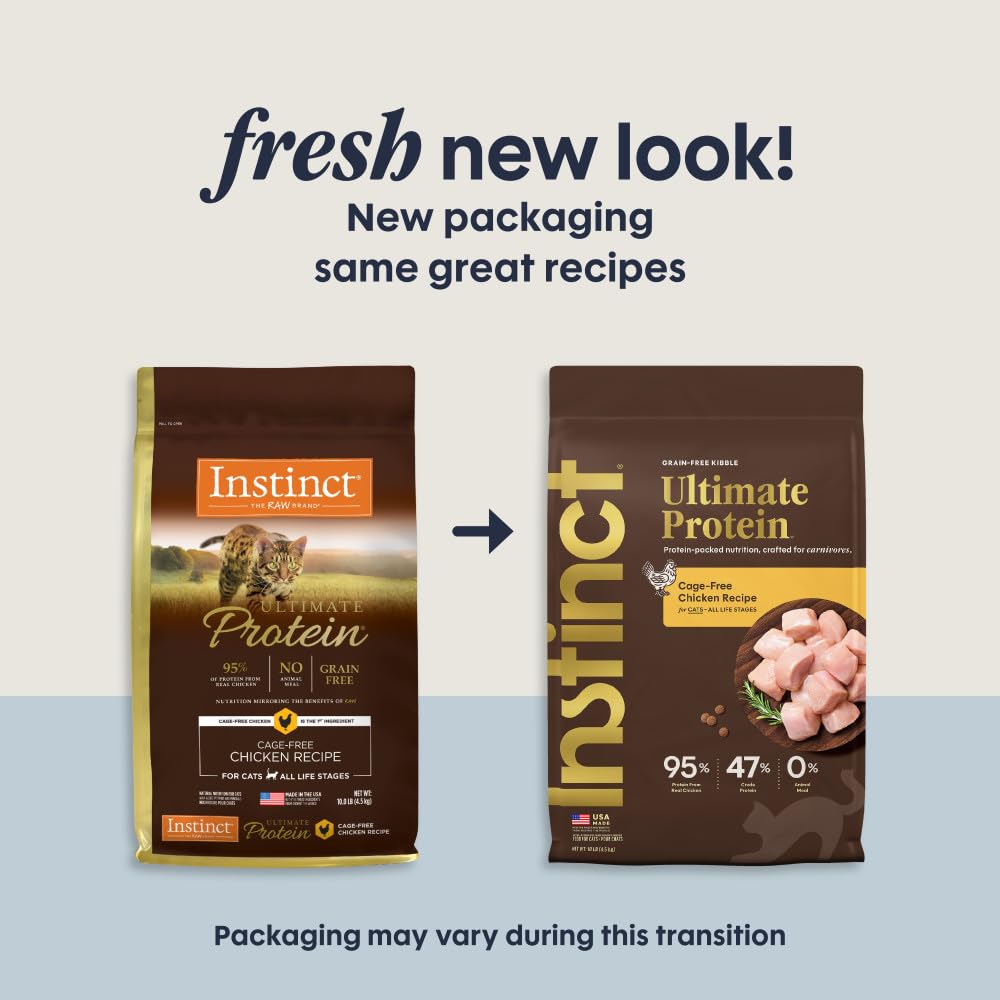 Instinct Ultimate Protein real chicken ingredient highlighting lean, high-protein feline nutrition.