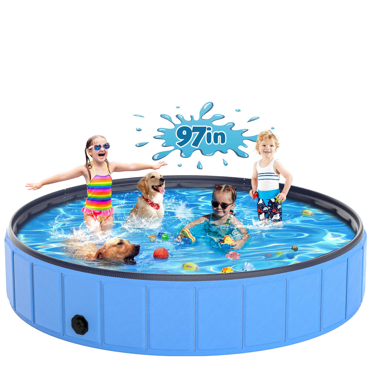 Instraella extra large dog pool folded for easy storage and transport.